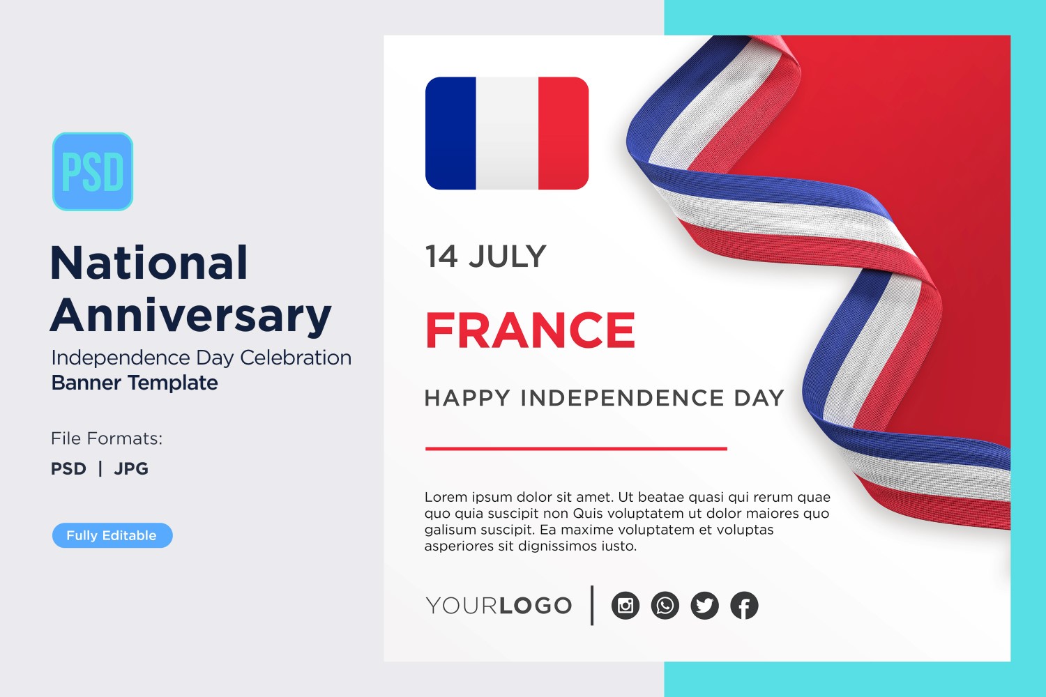 France National Day Celebration Banner