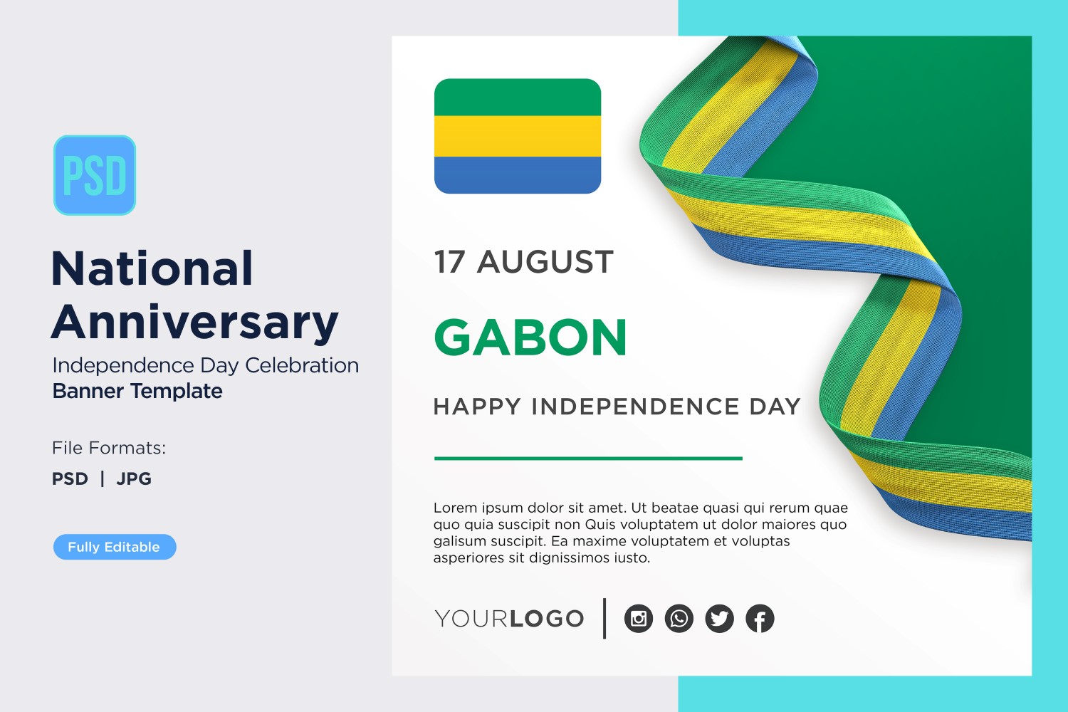 Gabon National Day Celebration Banner