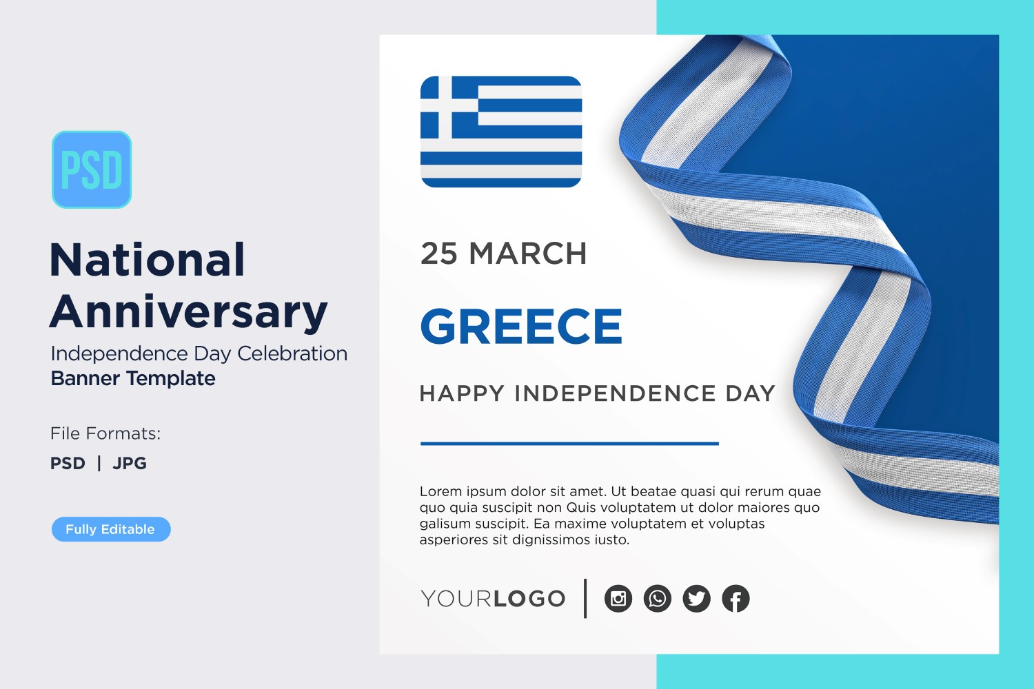 Greece National Day Celebration Banner