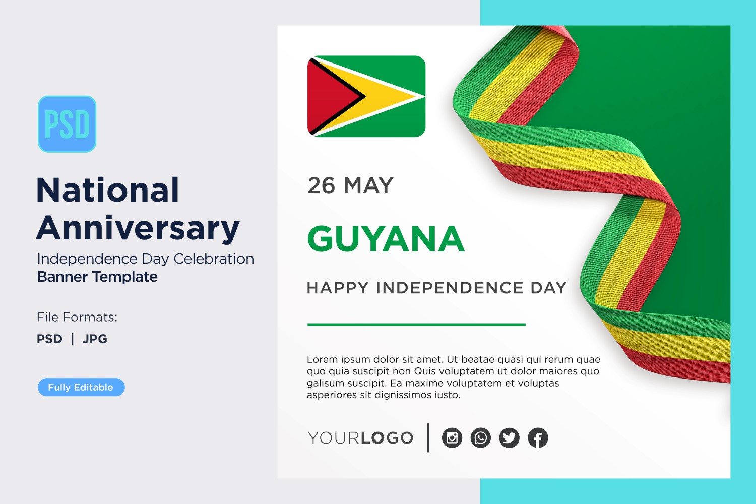 Guyana National Day Celebration Banner