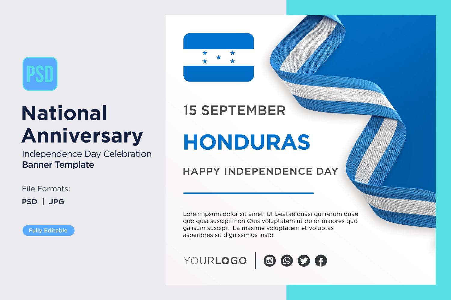 Honduras National Day Celebration Banner