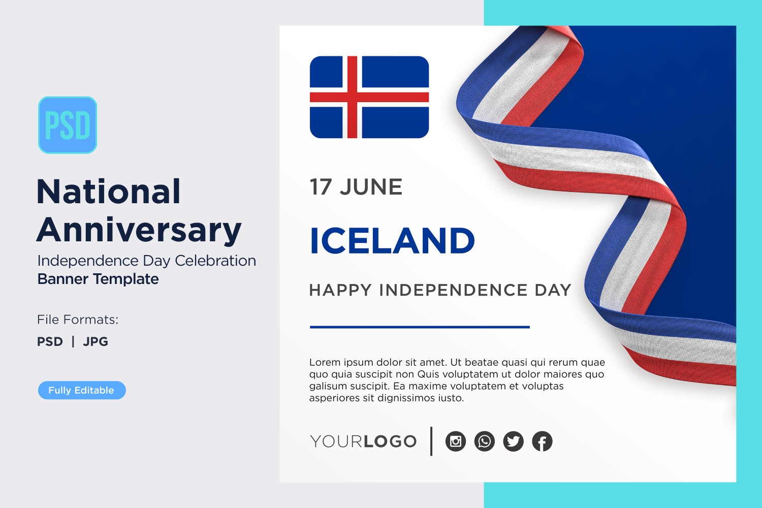 Iceland National Day Celebration Banner