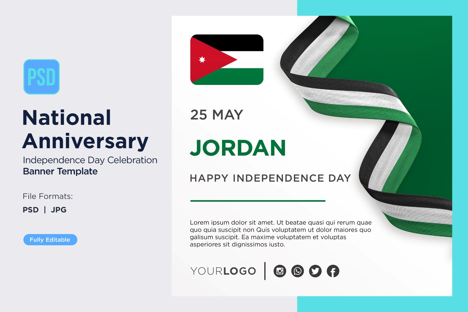 Jordan National Day Celebration Banner