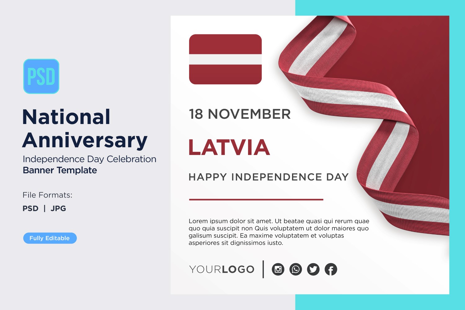 Latvia National Day Celebration Banner