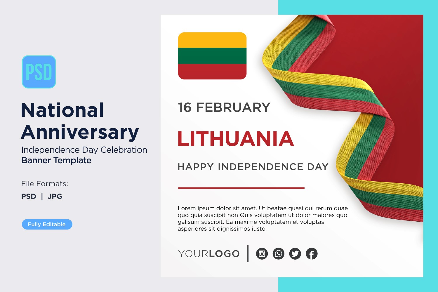 Lithuania National Day Celebration Banner