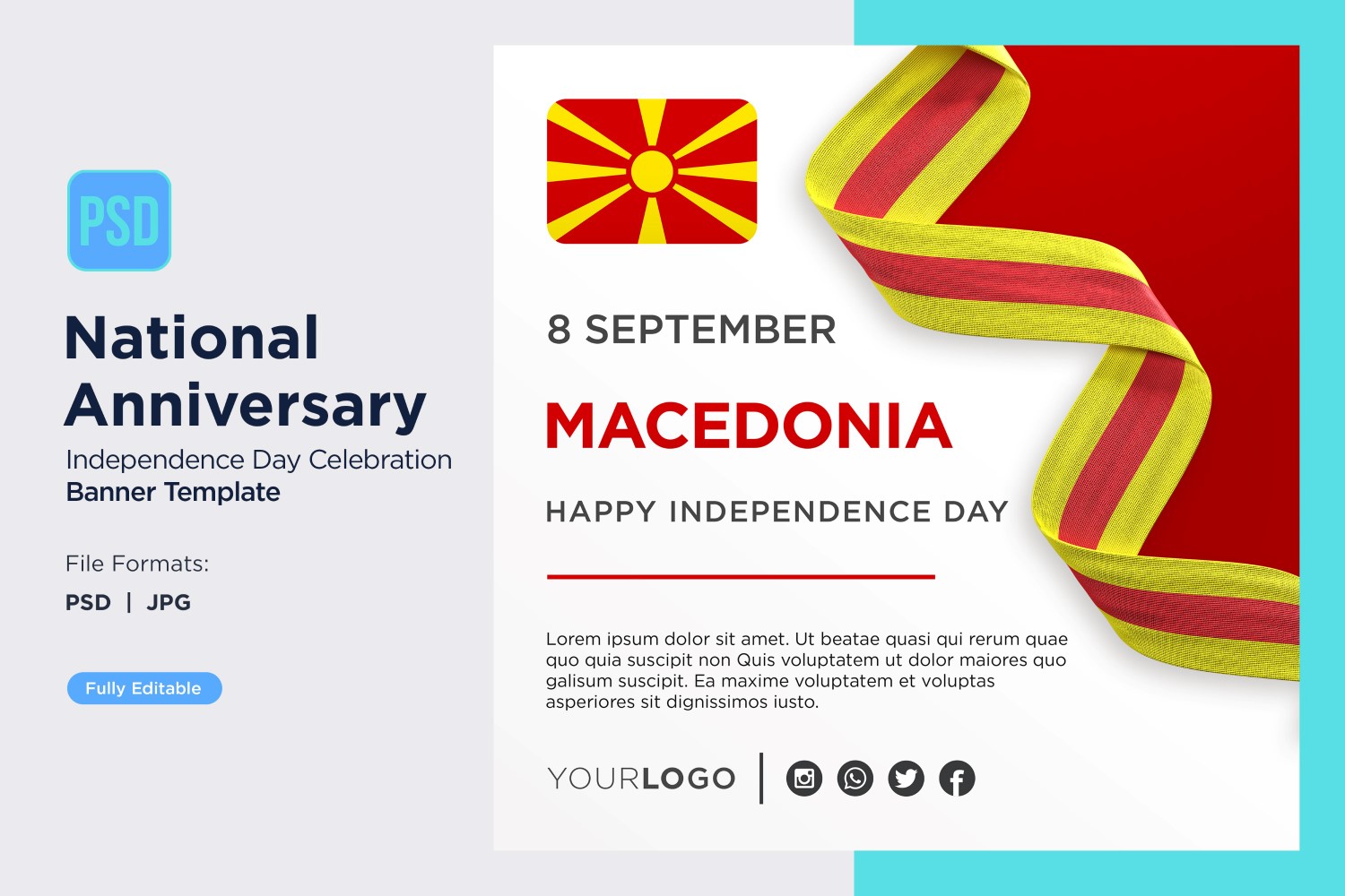 Macedonia National Day Celebration Banner