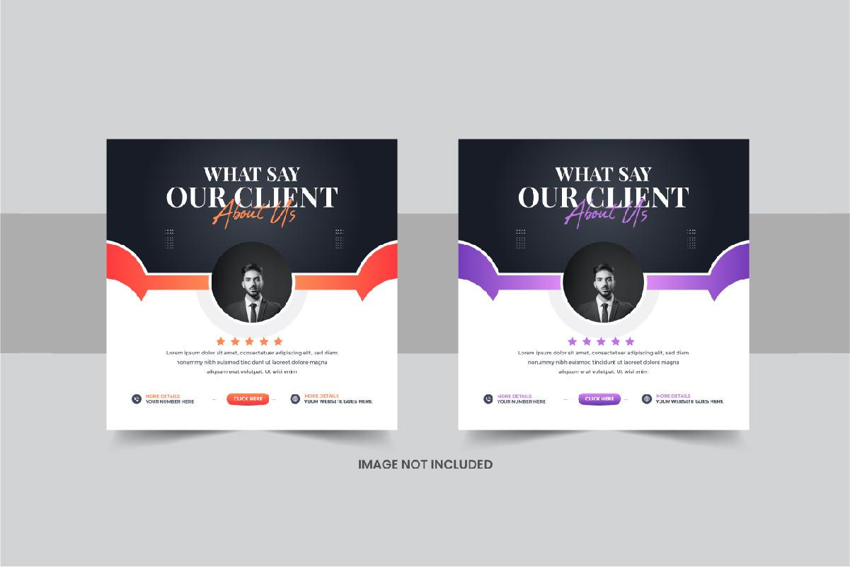 Customer feedback social media post or  client testimonial template layout