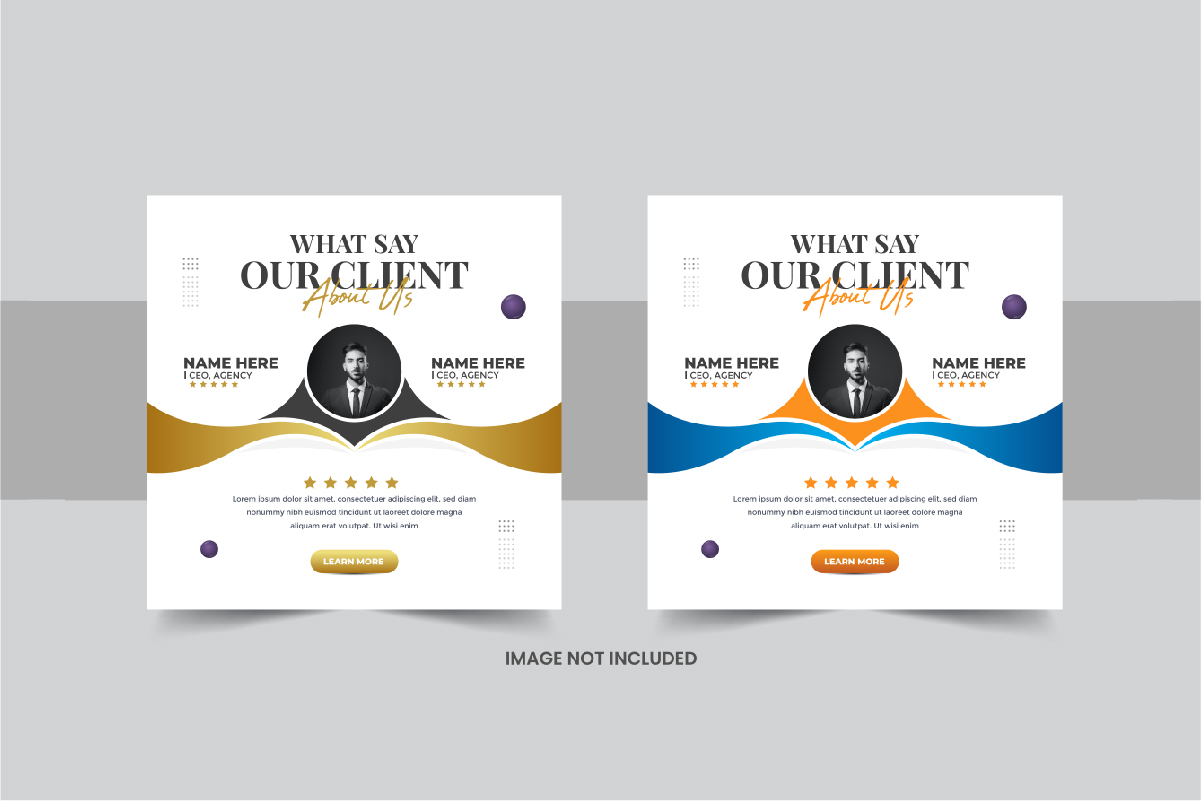 Customer feedback social media post or  client testimonial design template layout