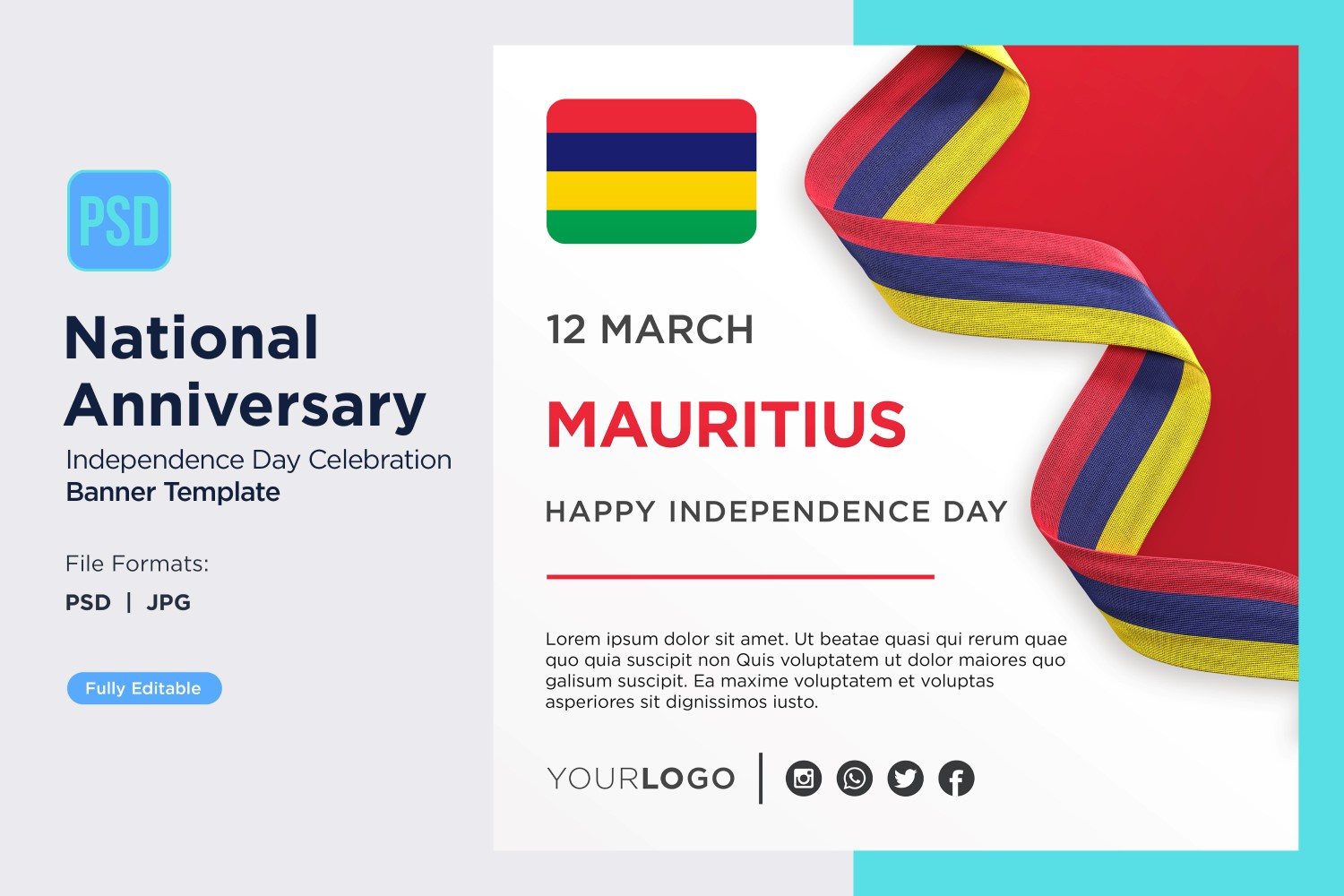 Mauritius National Day Celebration Banner