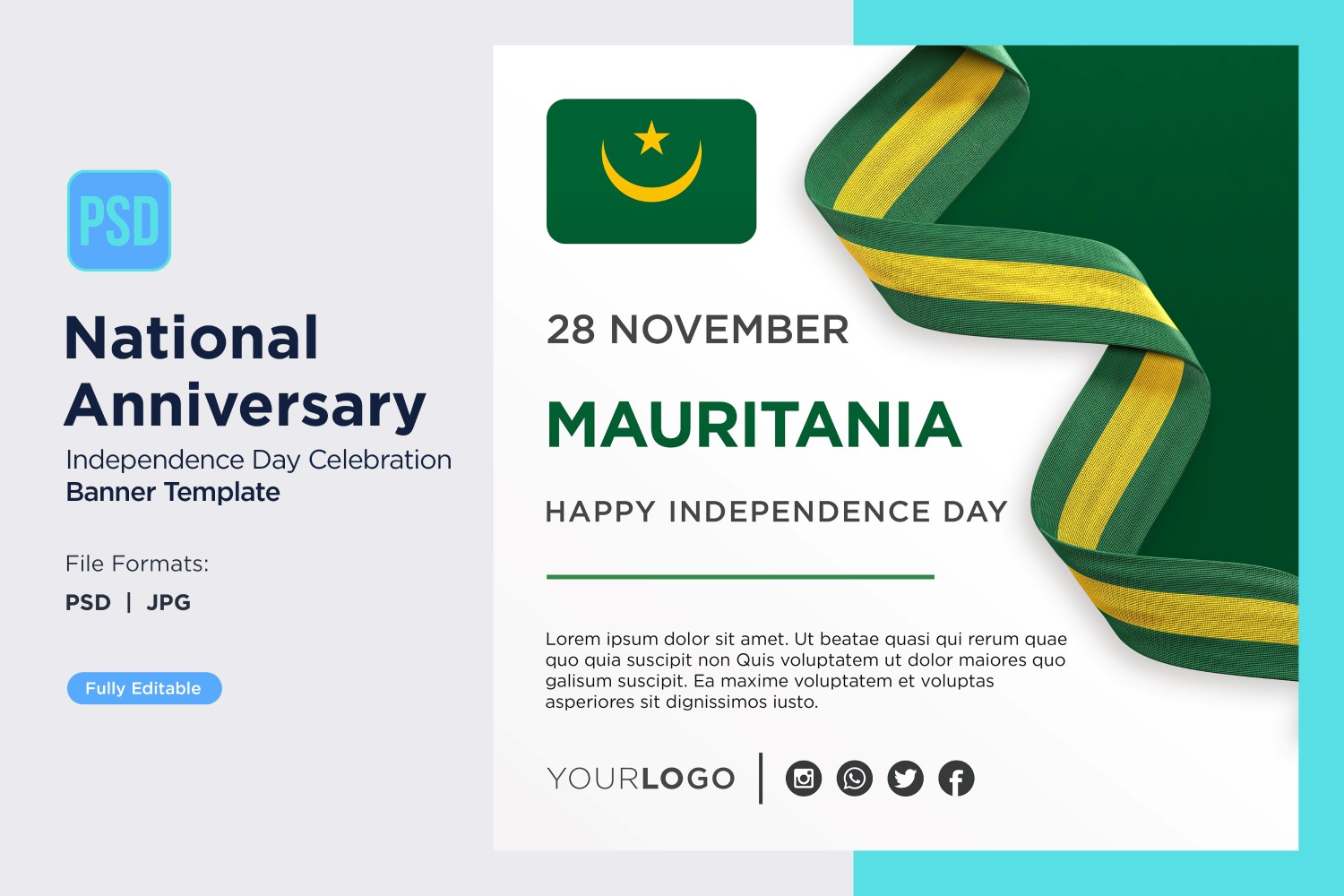 Mauritania National Day Celebration Banner
