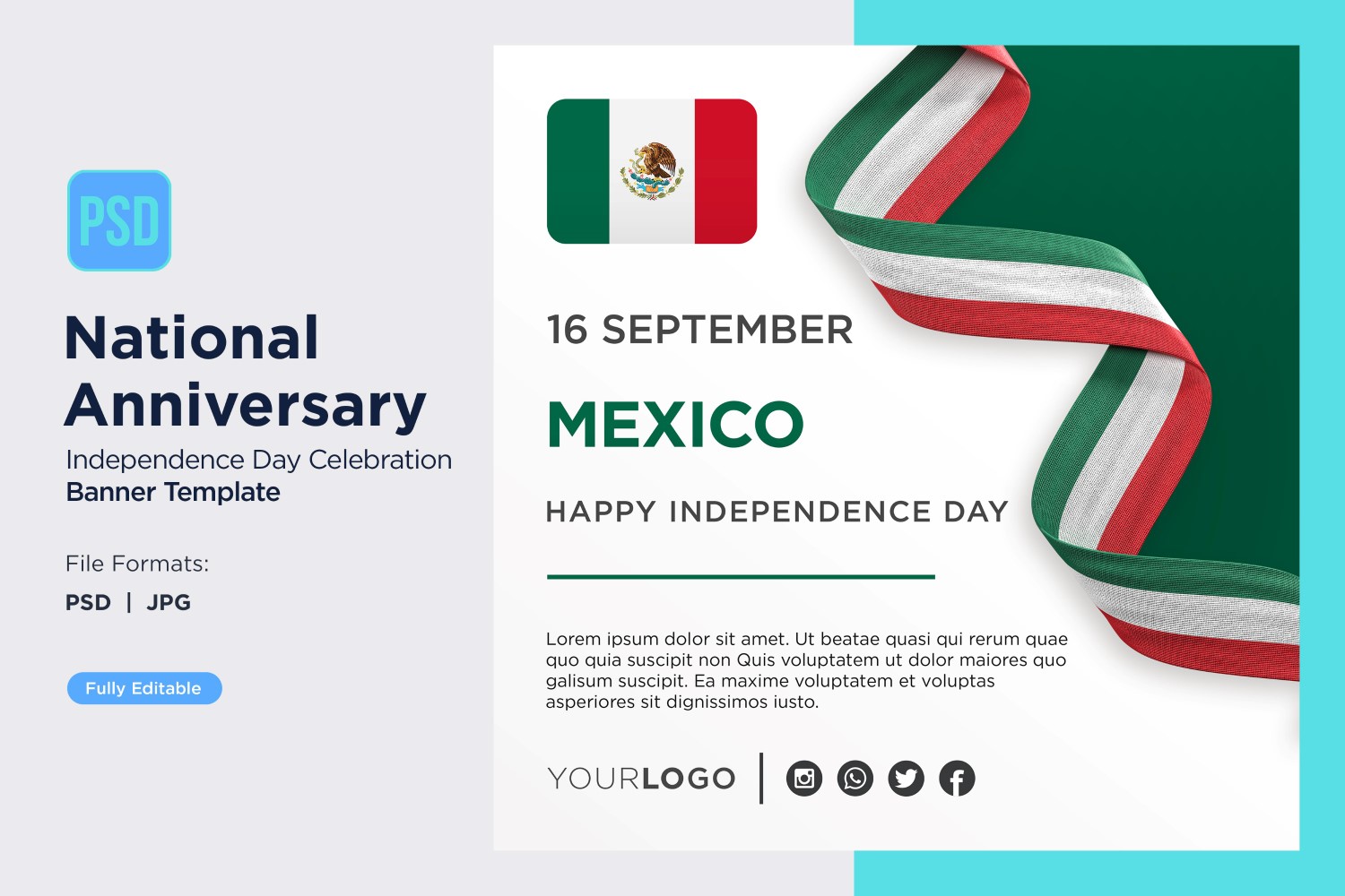 Mexico National Day Celebration Banner