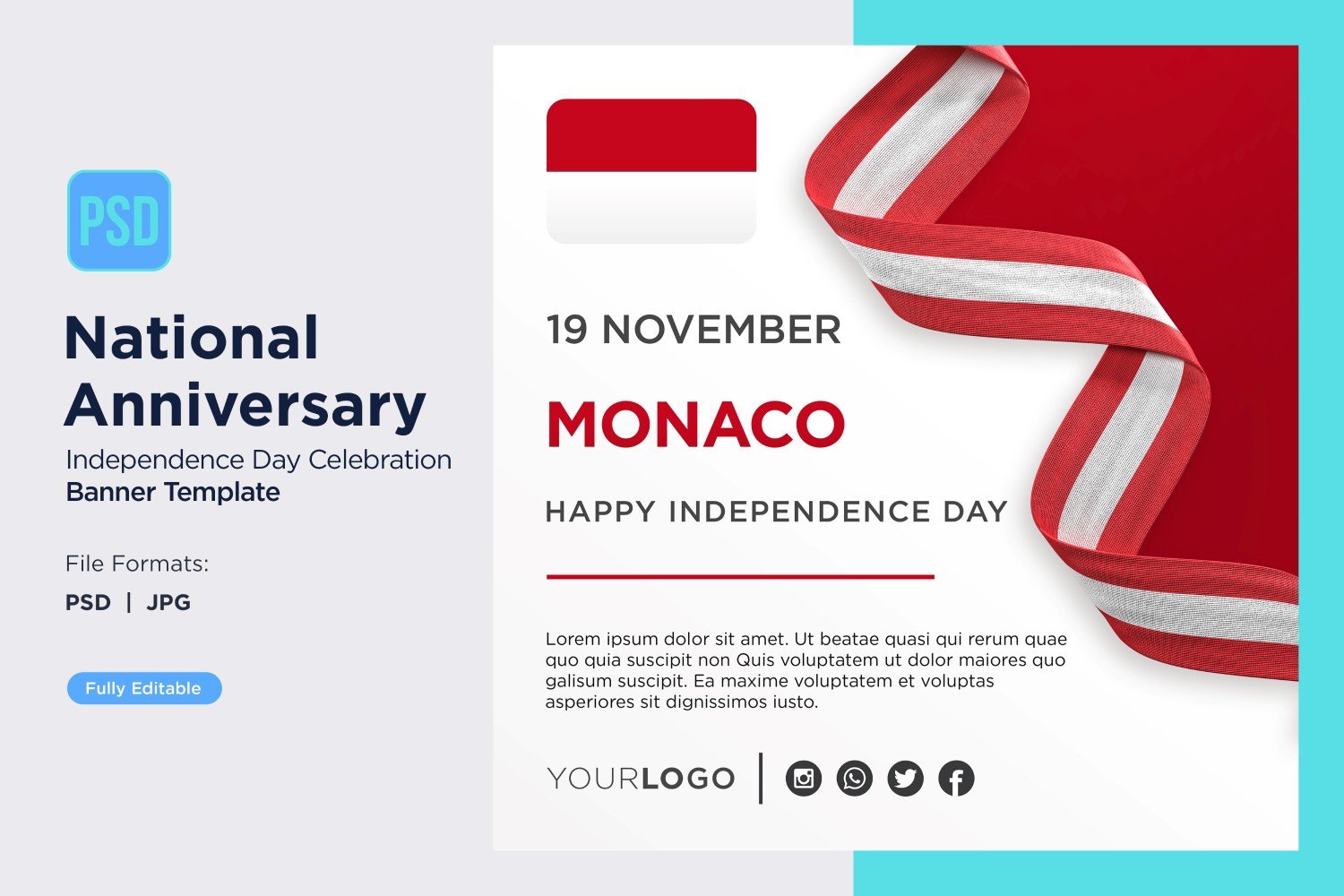 Monaco National Day Celebration Banner