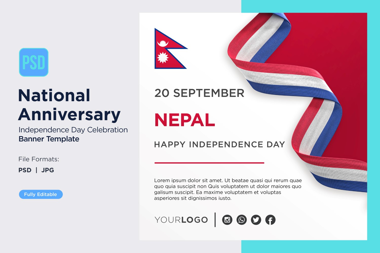 Nepal National Day Celebration Banner