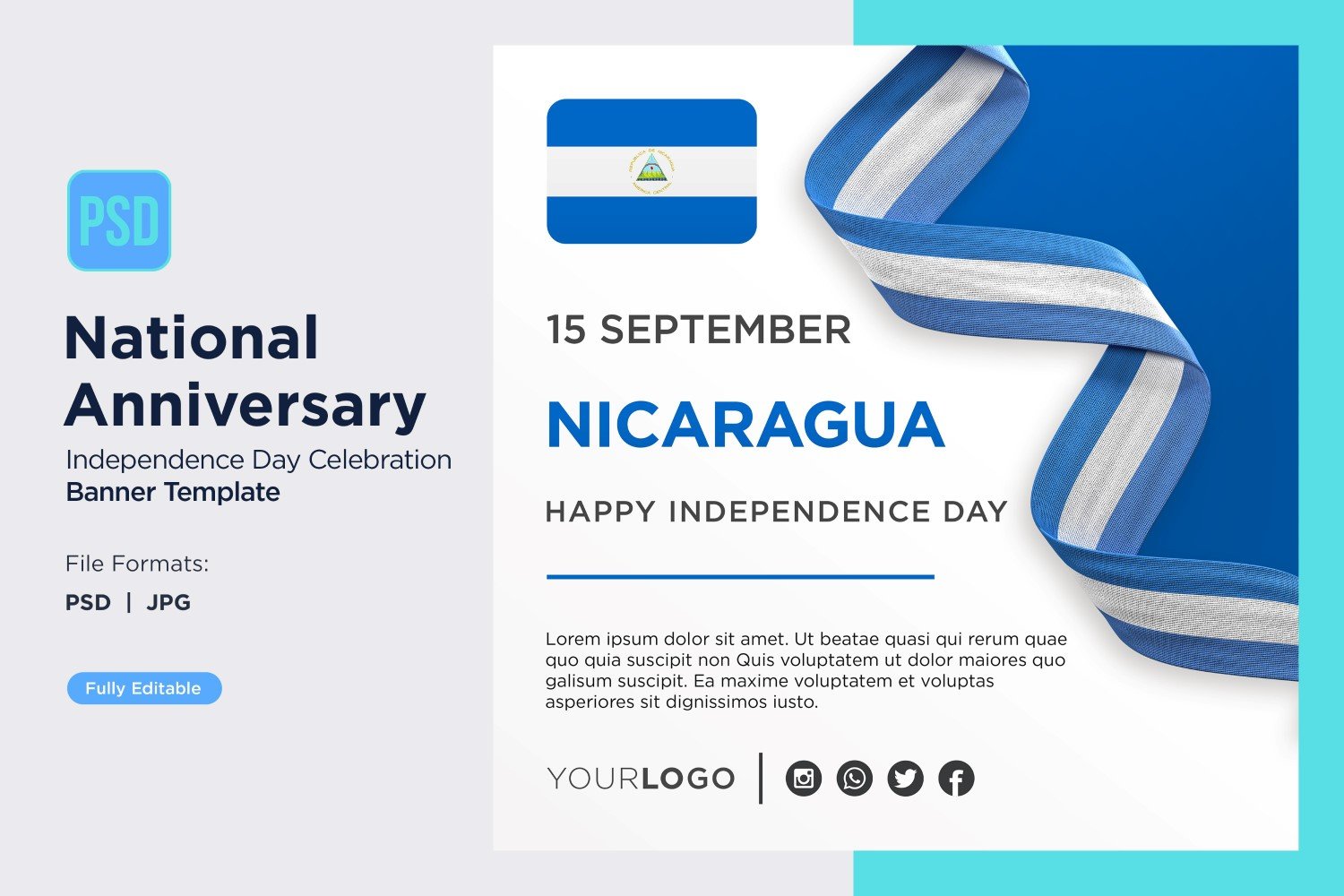 Nicaragua National Day Celebration Banner