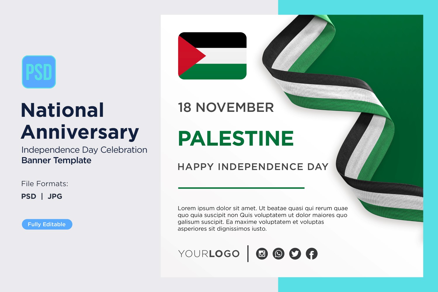 Palestinian National Day Celebration Banner