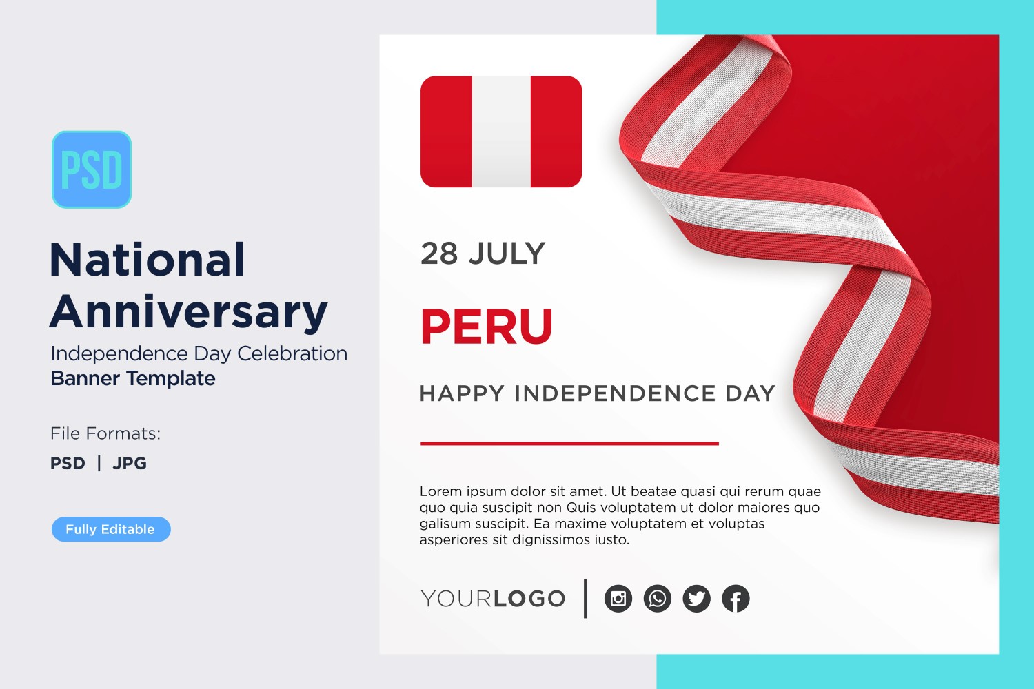 Peru National Day Celebration Banner