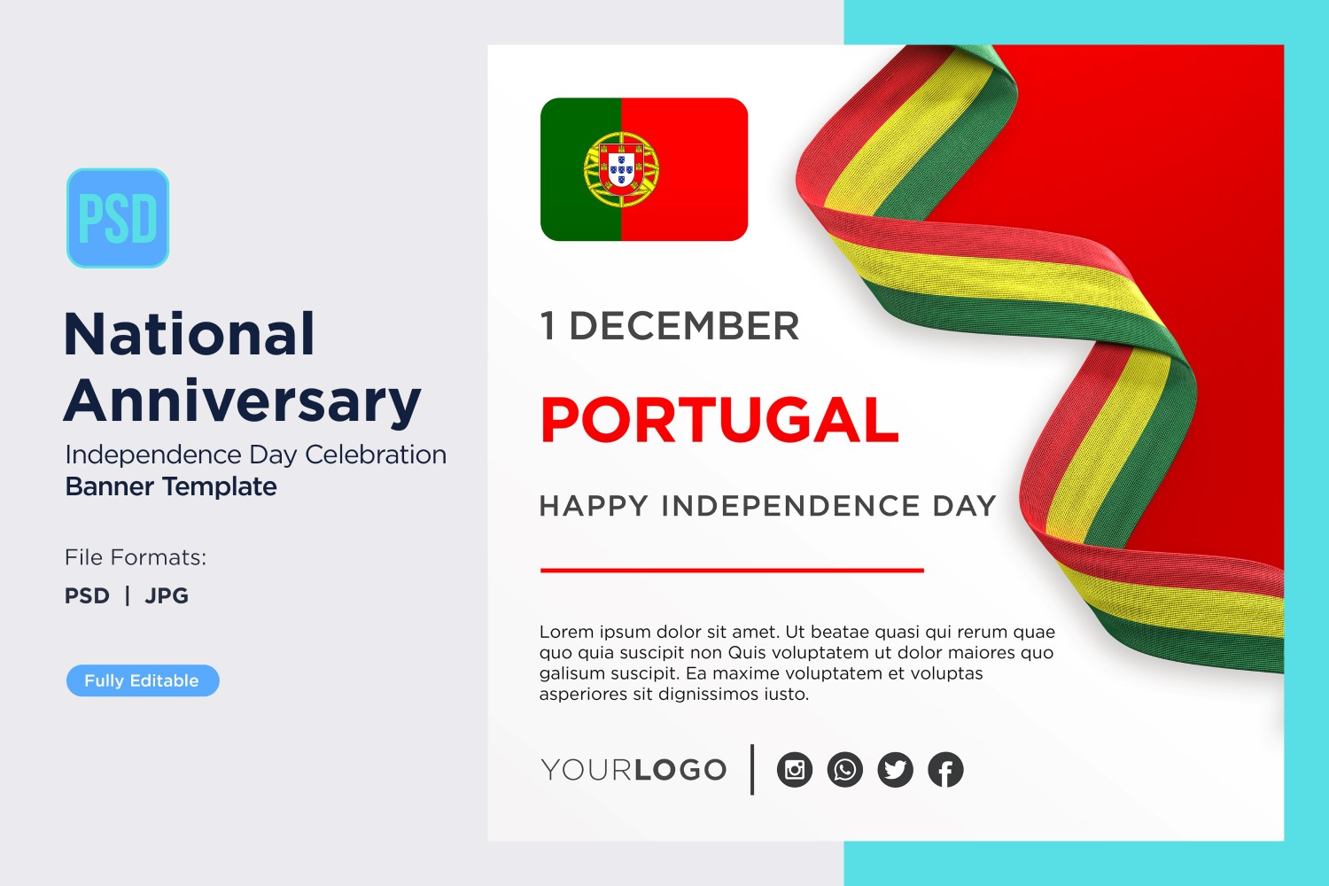 Portugal National Day Celebration Banner