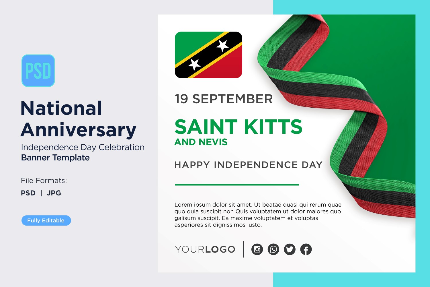 Saint Kitts and Nevis National Day Celebration Banner