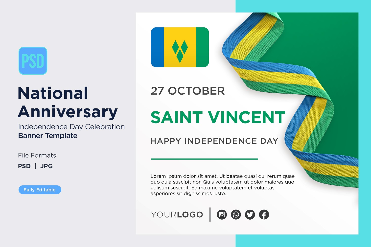 Saint Vincent and the Grenadine National Day Banner