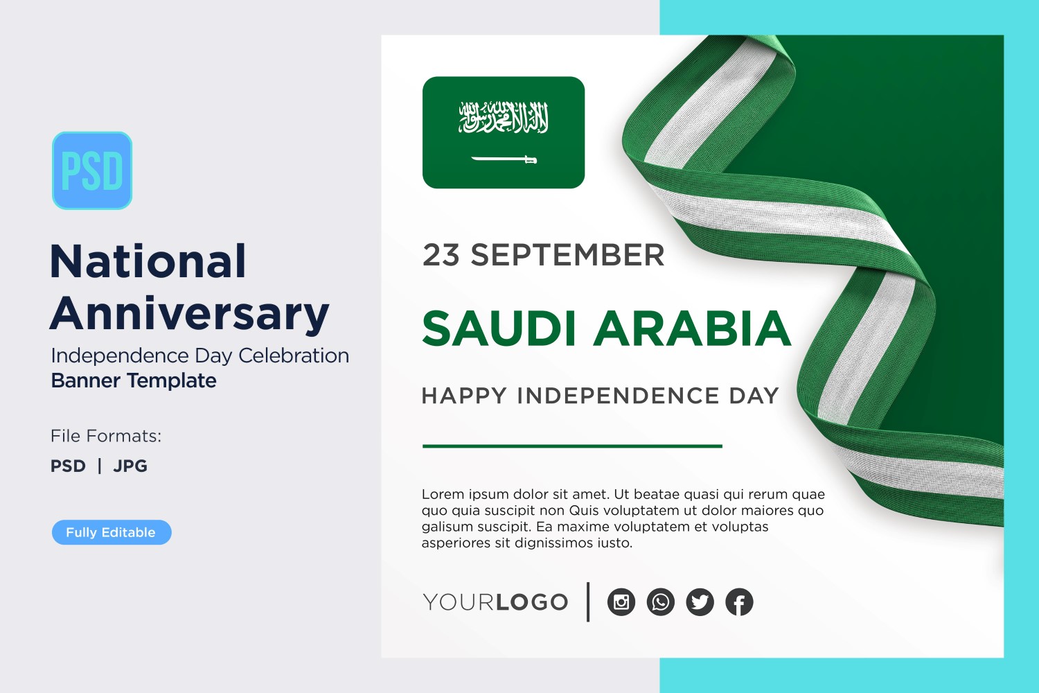 Saudi Arabia National Day Celebration Banner