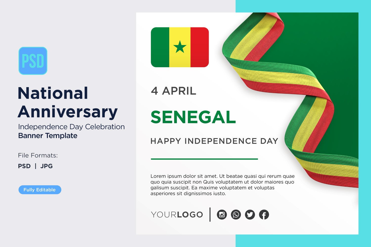 Senegal National Day Celebration Banner