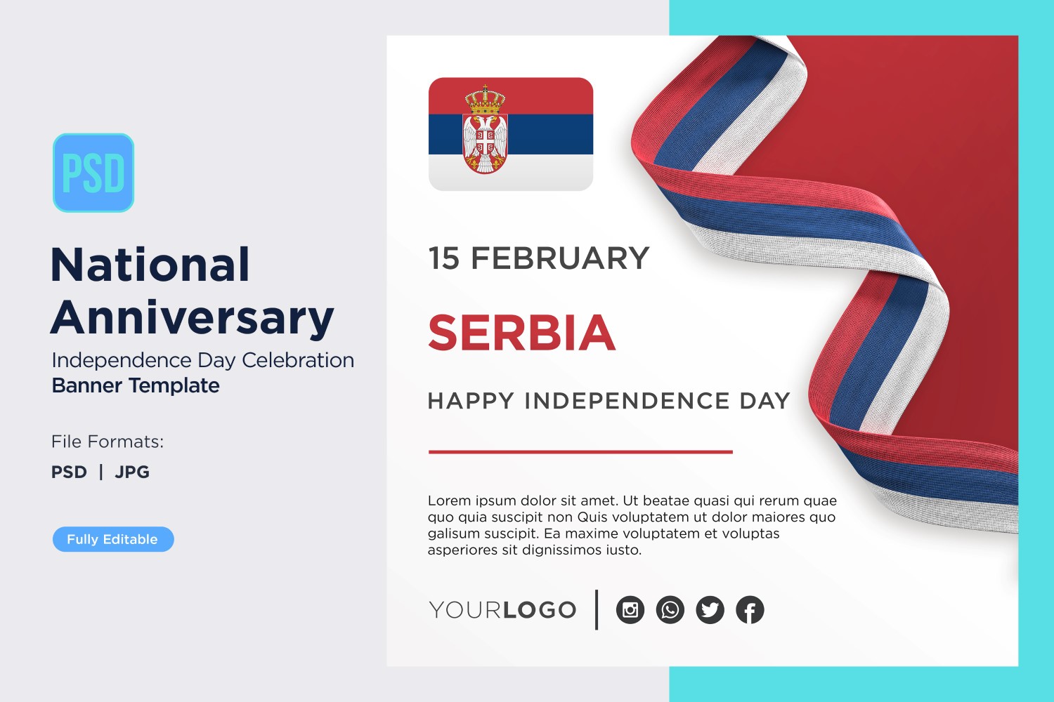 Serbia National Day Celebration Banner