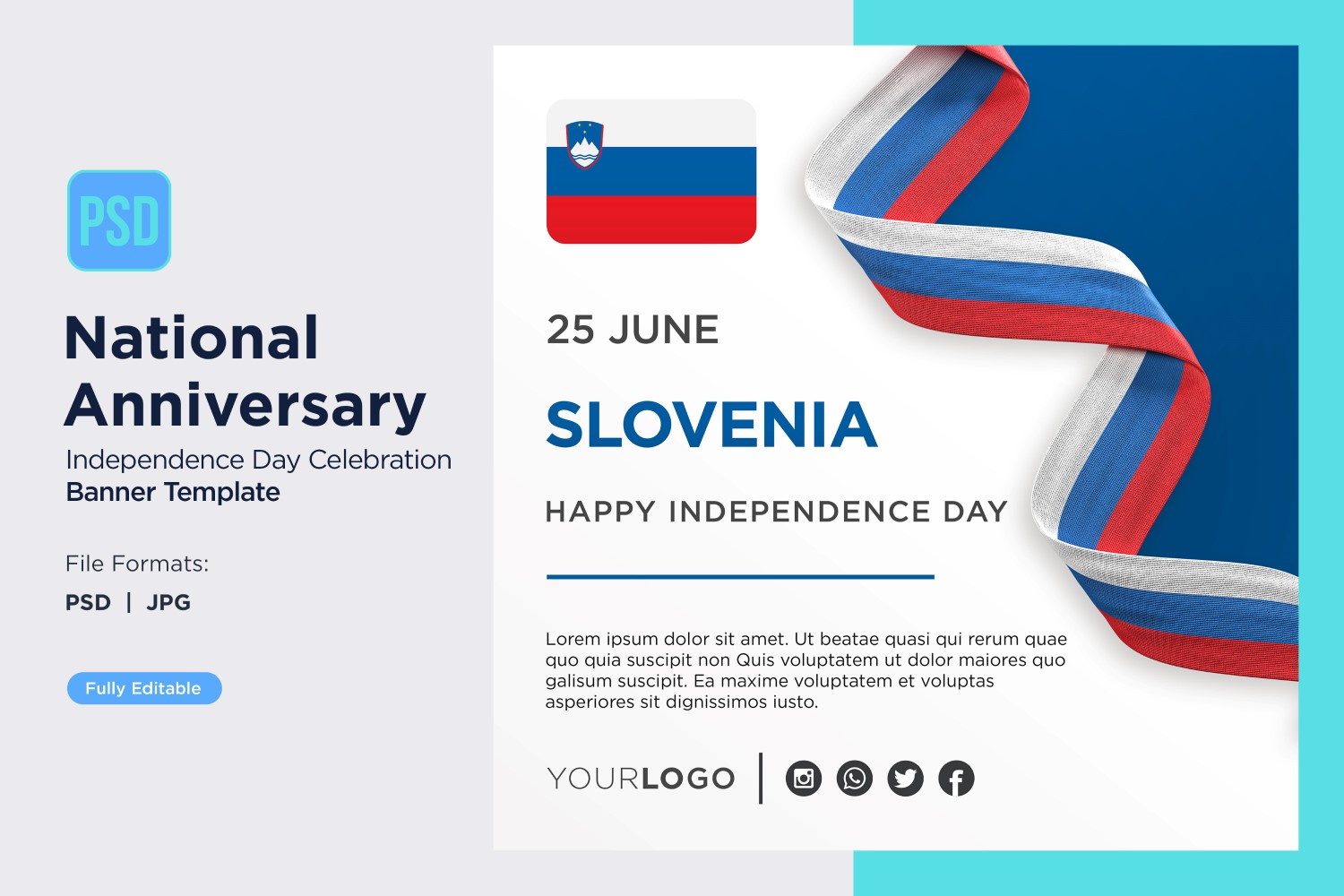 Slovenia National Day Celebration Banner