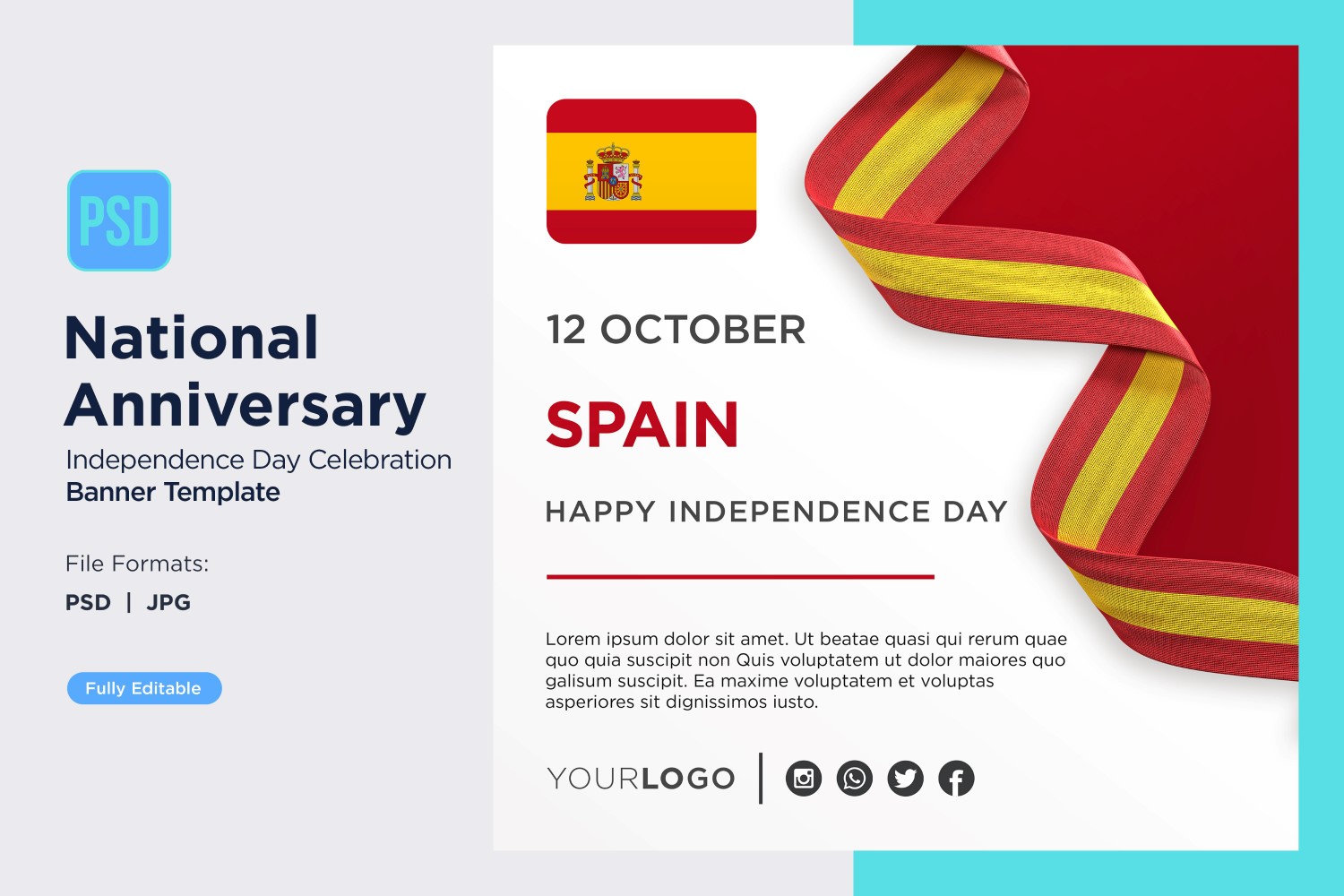 Spain National Day Celebration Banner