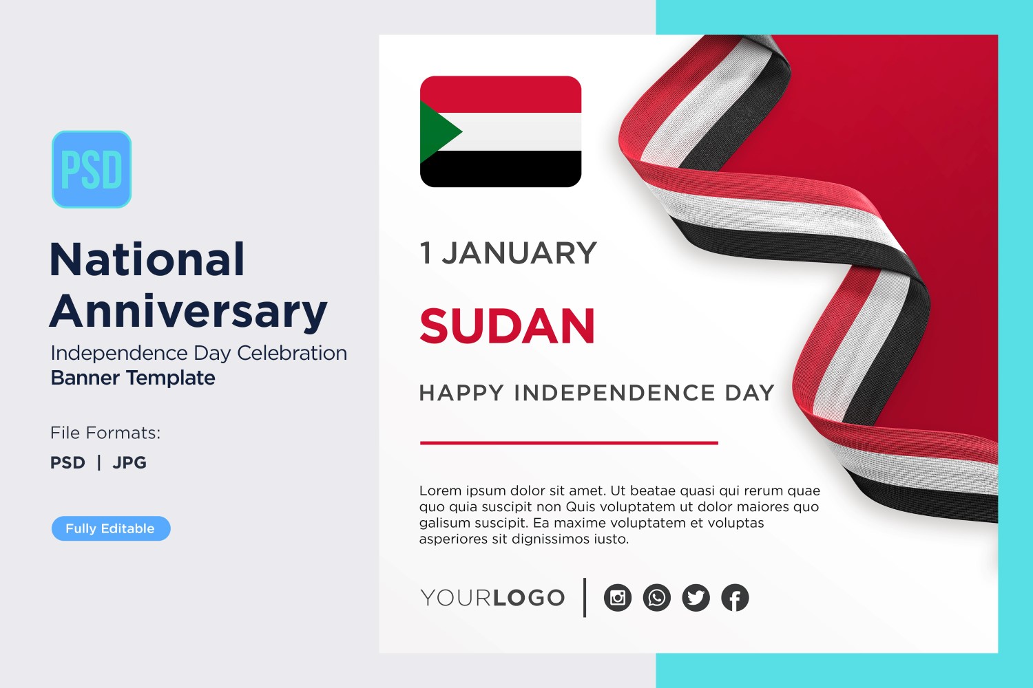 Sudan National Day Celebration Banner