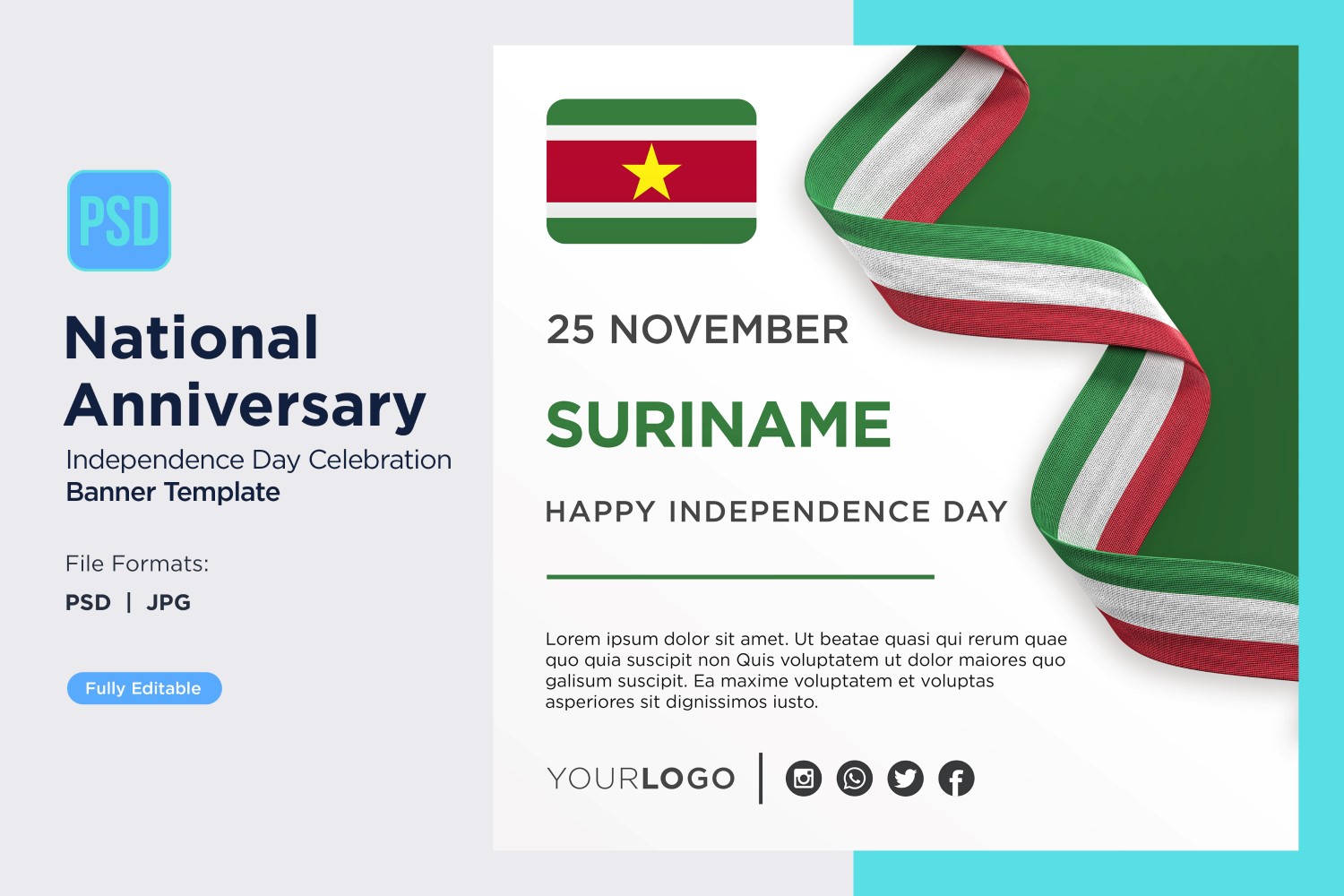 Suriname National Day Celebration Banner