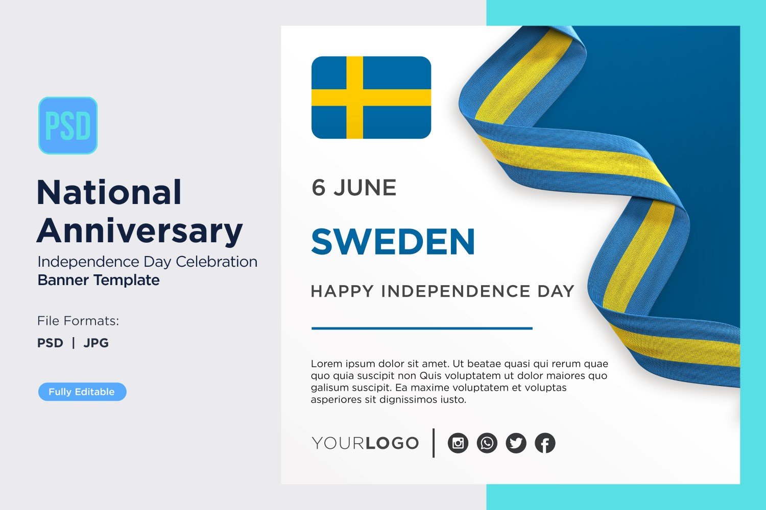 Sweden National Day Celebration Banner