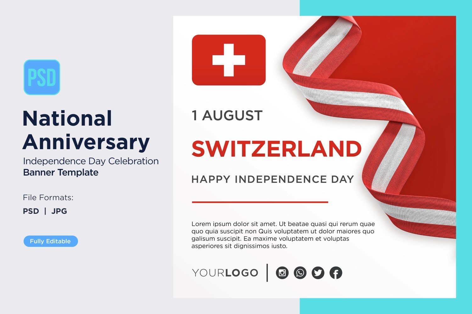 Switzerland National Day Celebration Banner