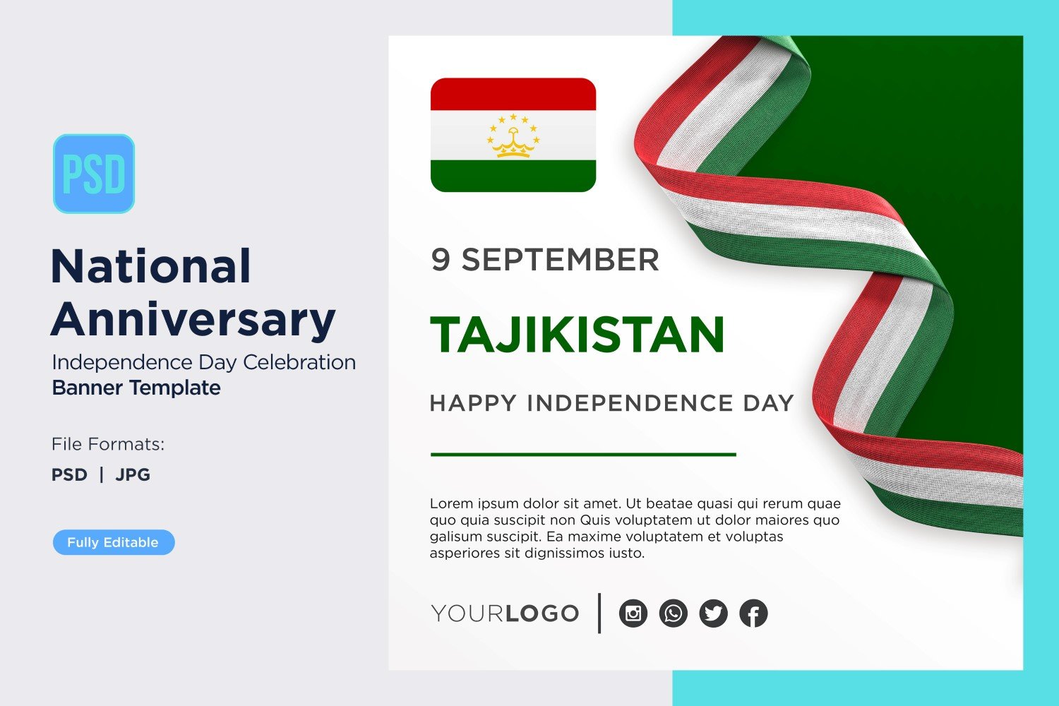 Tajikistan National Day Celebration Banner