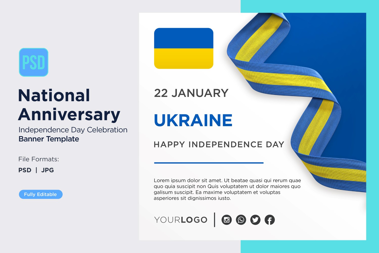 Ukraine National Day Celebration Banner