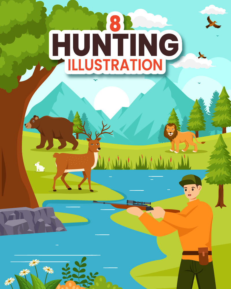 8 Hunting Vector Illustration