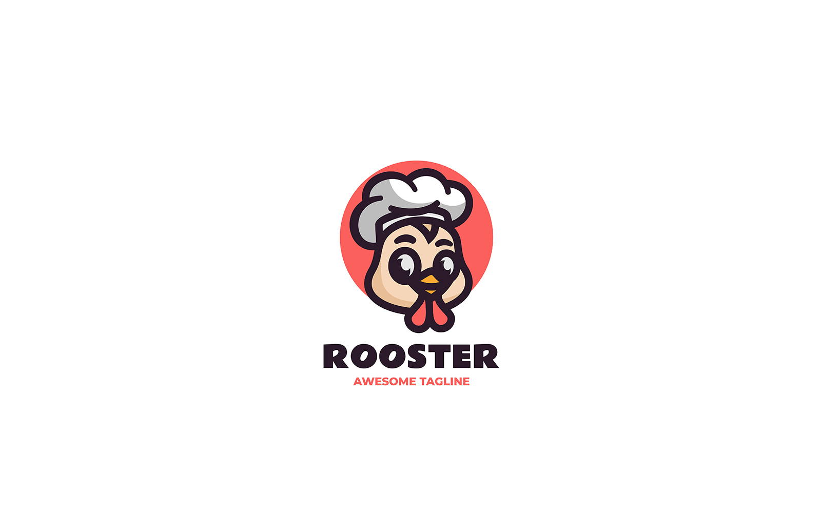 Rooster Chef Mascot Cartoon Logo 1