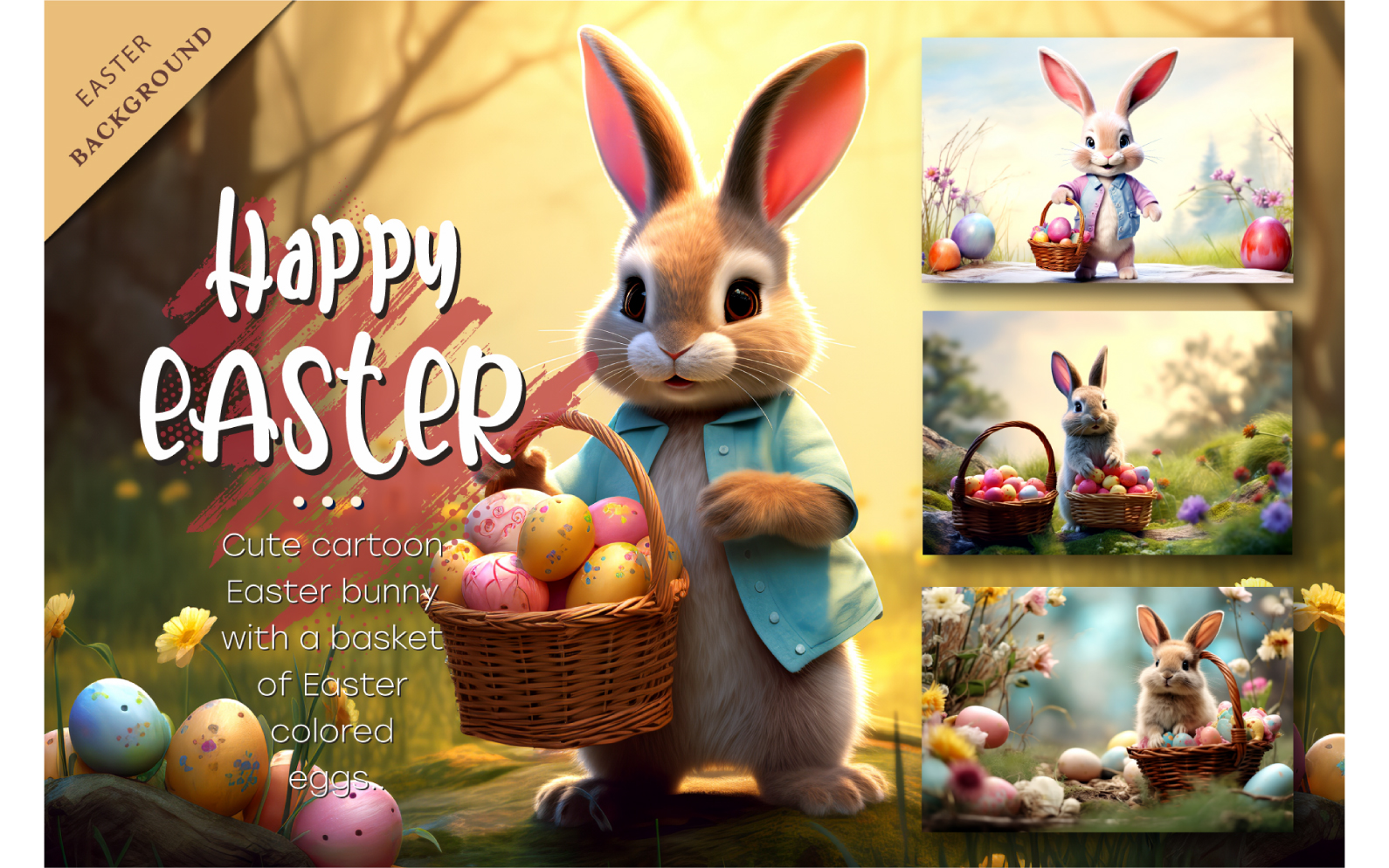 Cute Easter bunny. Easter background.
