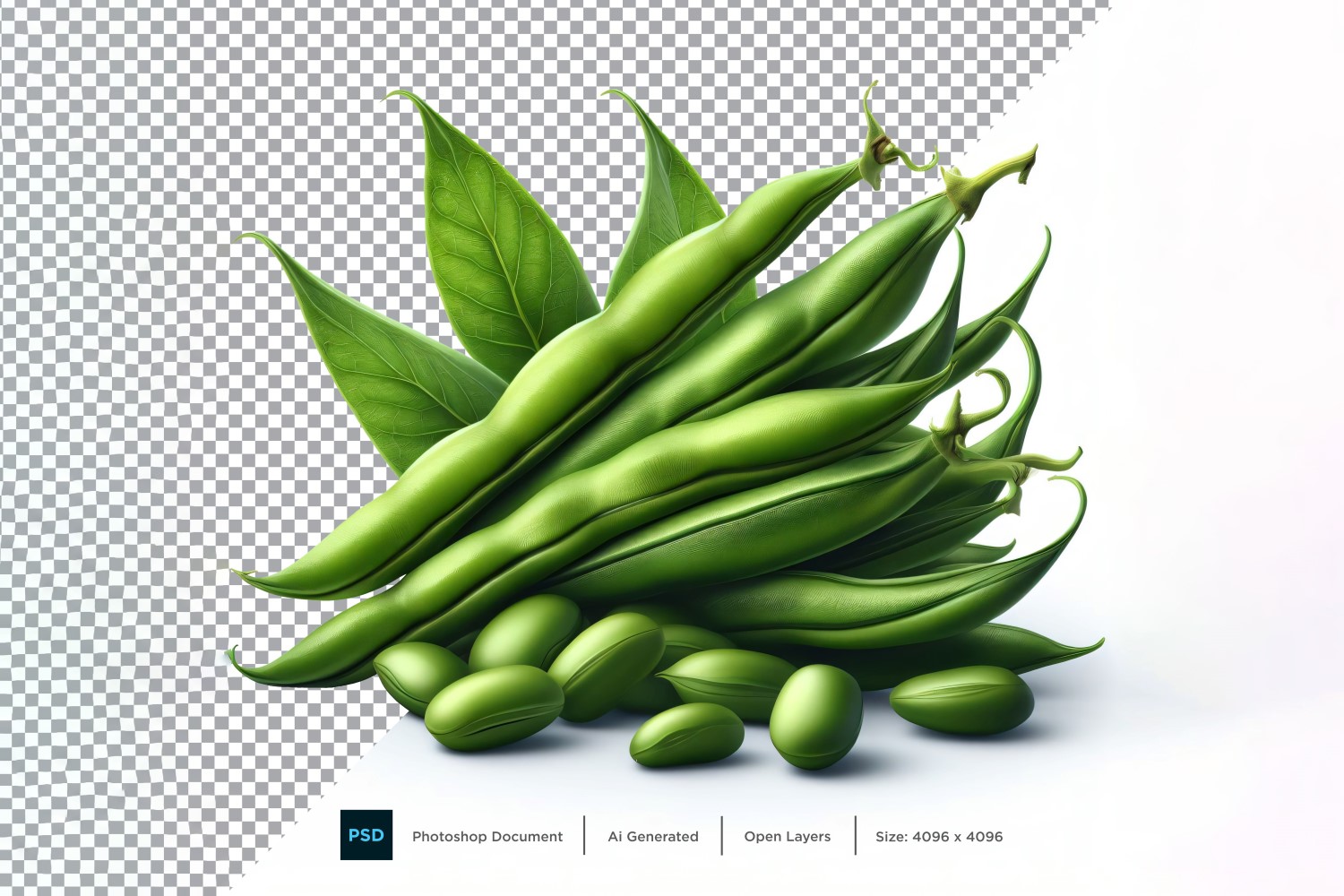 Green bean Fresh Vegetable Transparent background 02