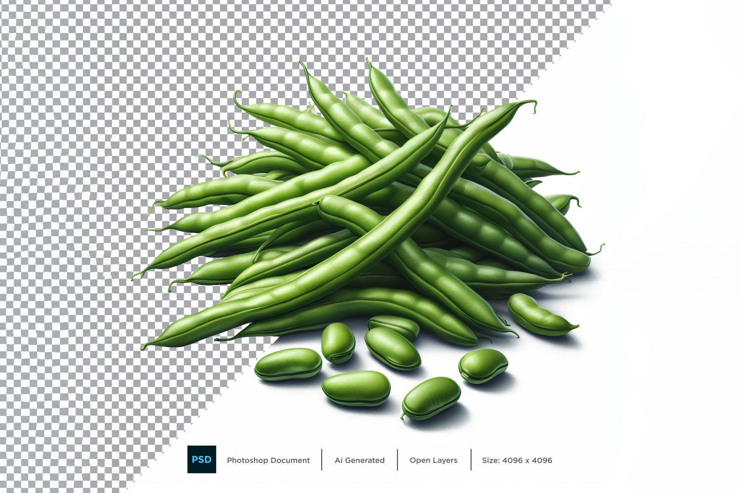 Green bean Fresh Vegetable Transparent background 08