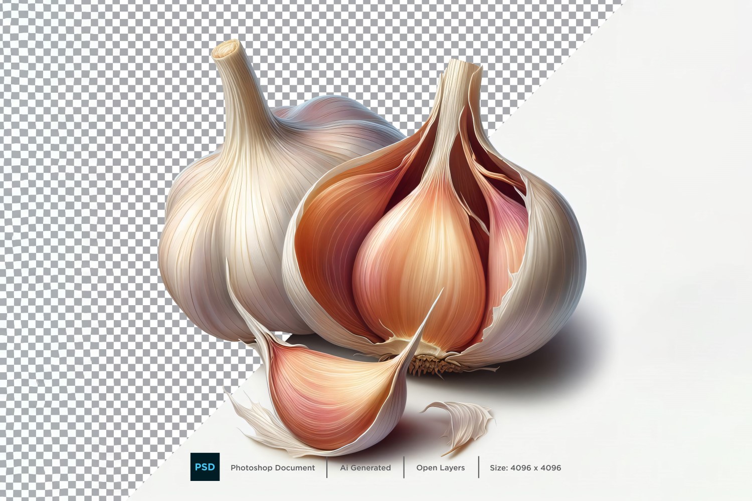 Garlic Fresh Vegetable Transparent background 03