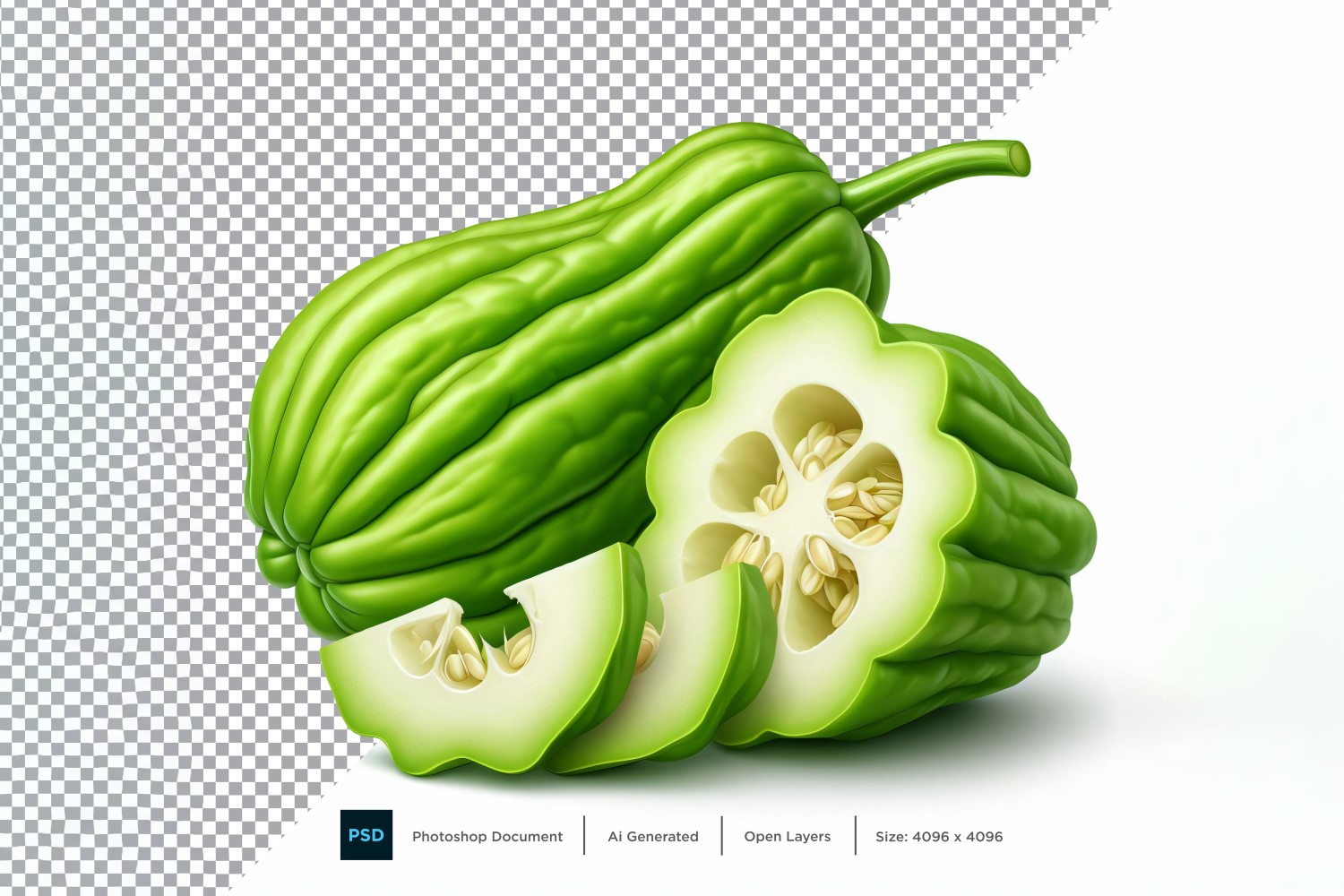 Chayote Fresh Vegetable Transparent background 03