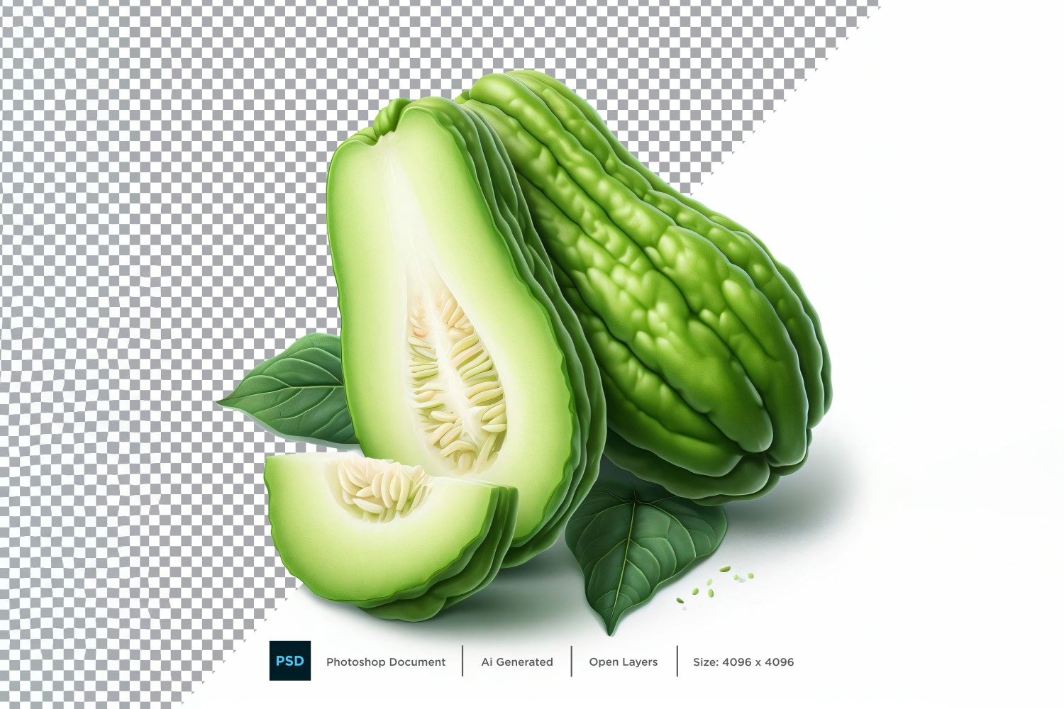 Chayote Fresh Vegetable Transparent background 04