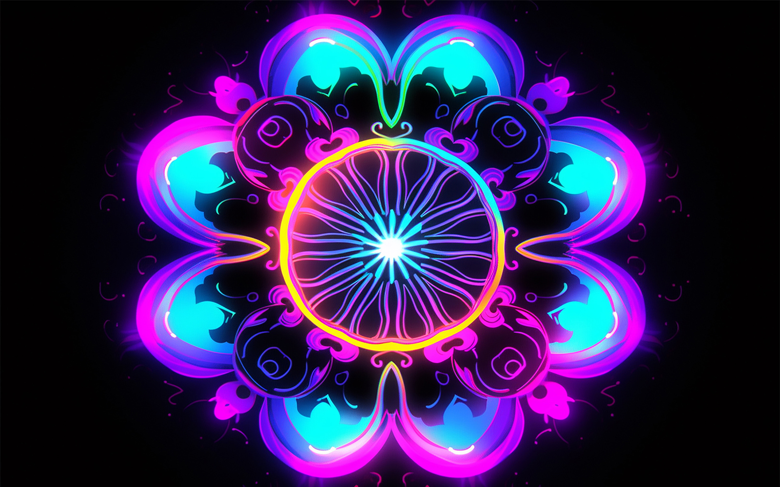 Floral ornament with neon light
