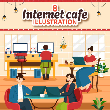 Cafe Workplace Illustrations Templates 404138
