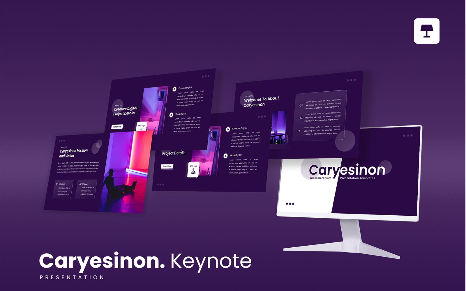 Caryesinon – Glassmorphism Keynote Template