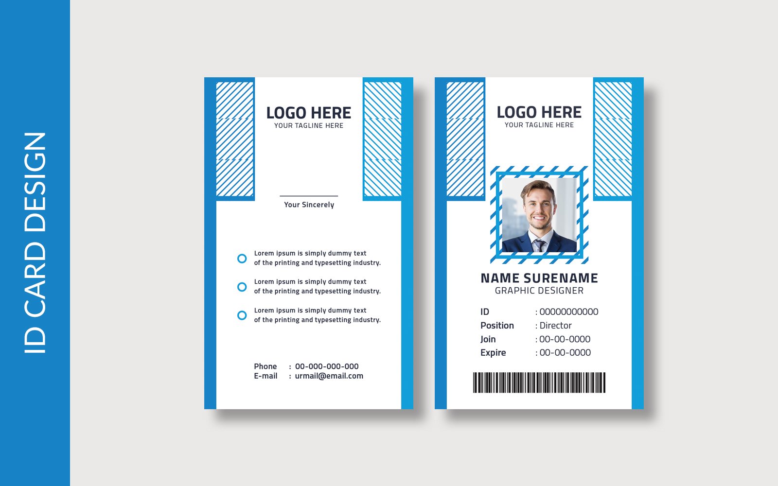 Id Card Layout with Blue Layout