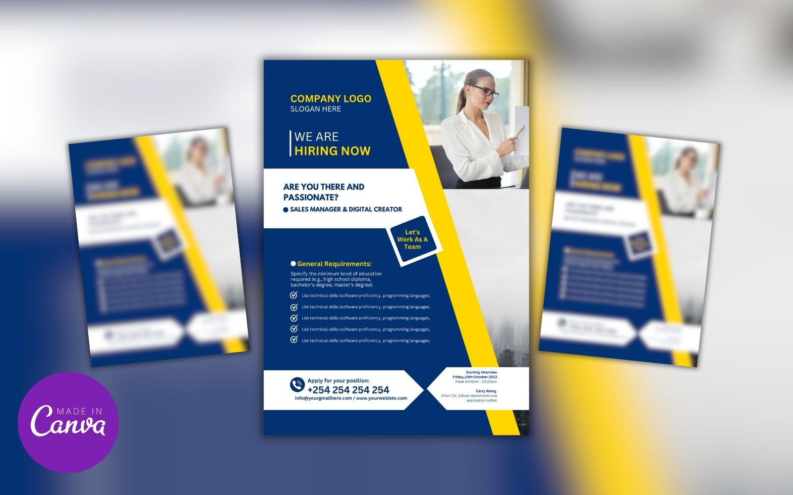 We Are Hiring Now Flyer Design Template