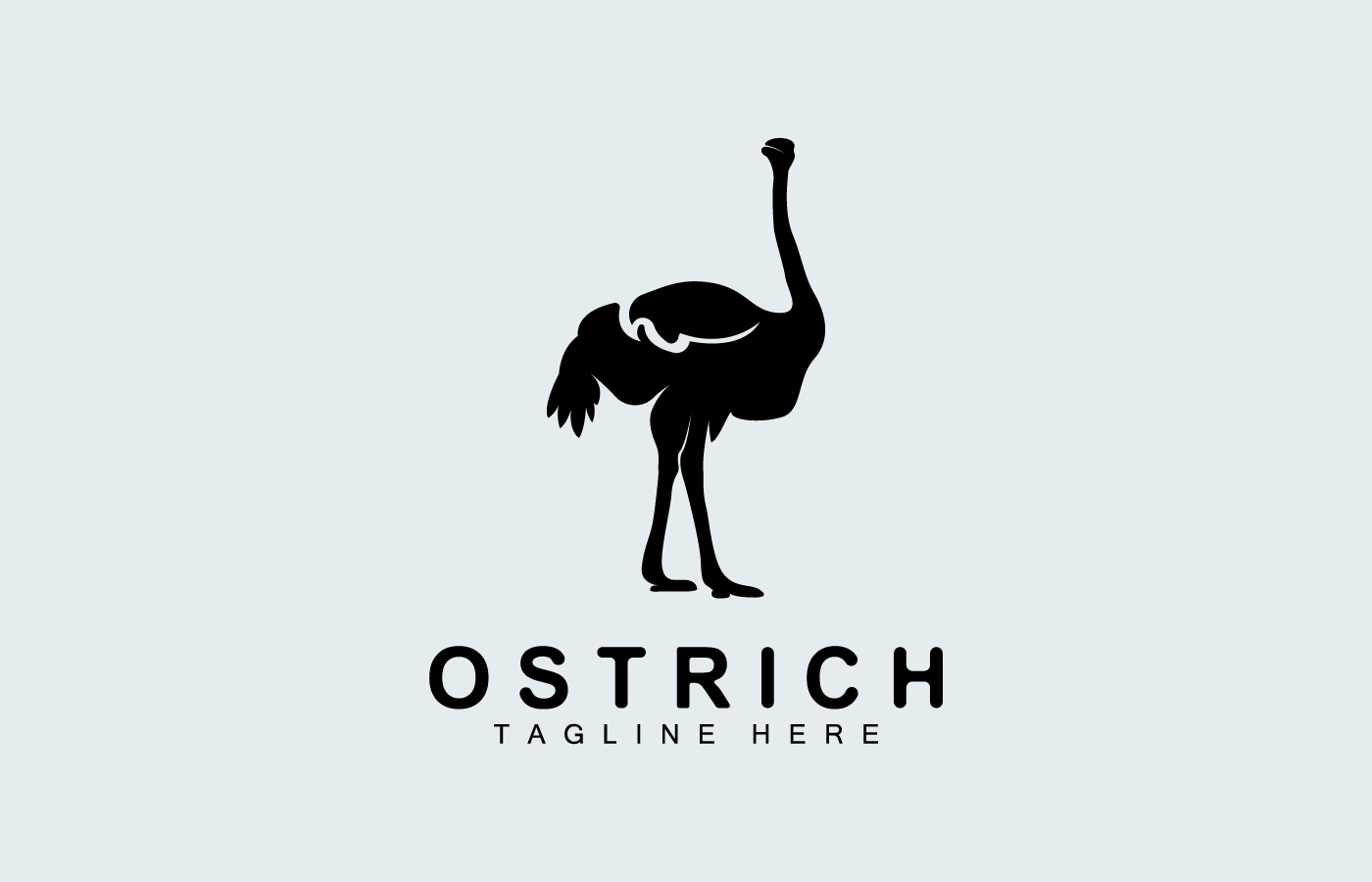 Ostrich Logo Design Desert Animal Illustration V1