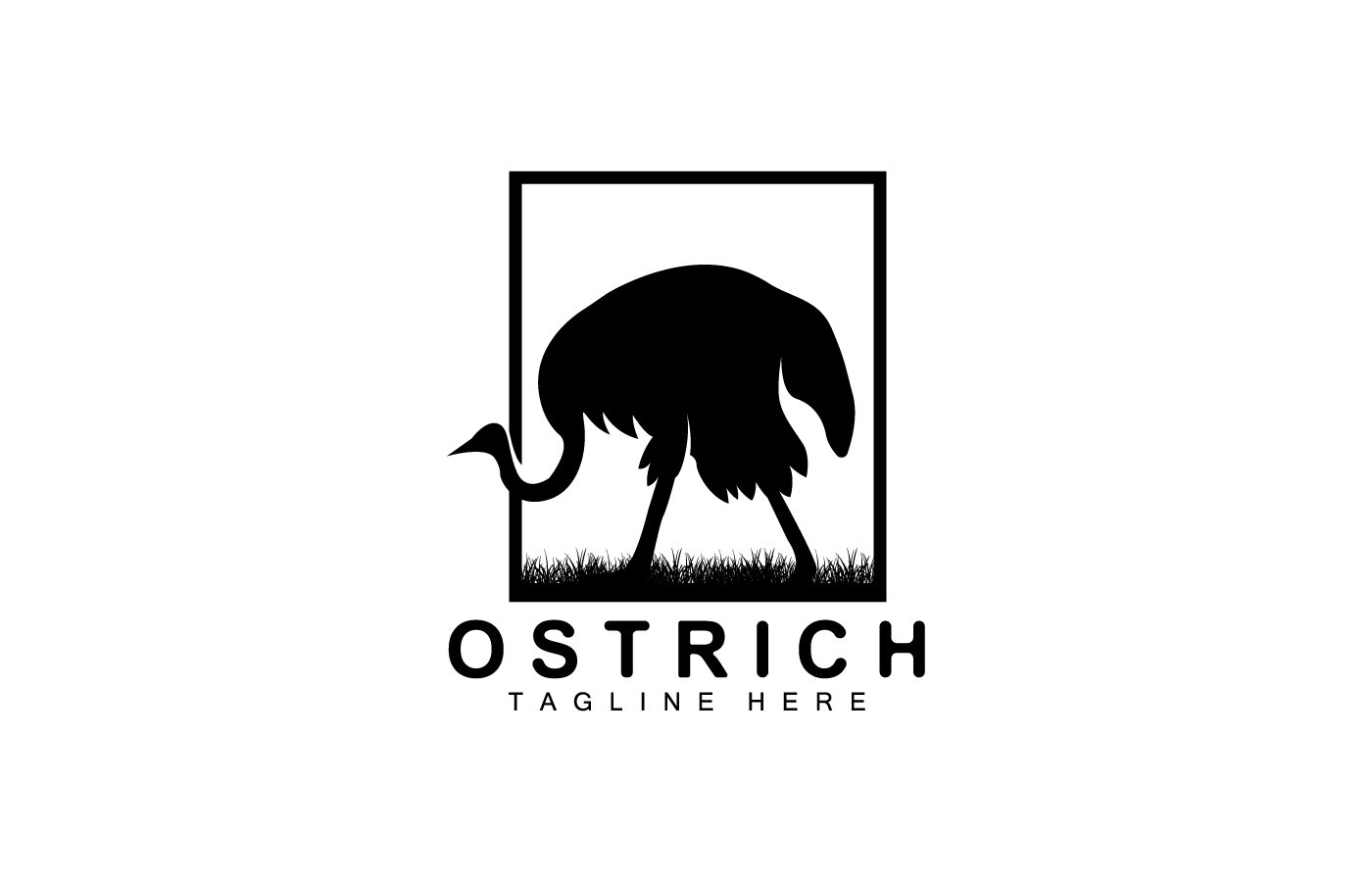 Ostrich Logo Design Desert Animal Illustration V15