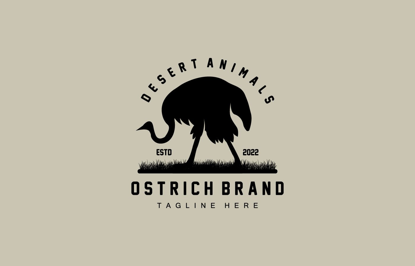 Ostrich Logo Design Desert Animal Illustration V16